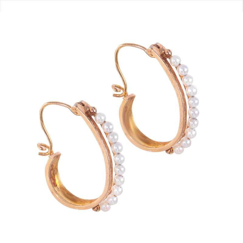 A Pair of Pearl Hoop Gold Earrings
