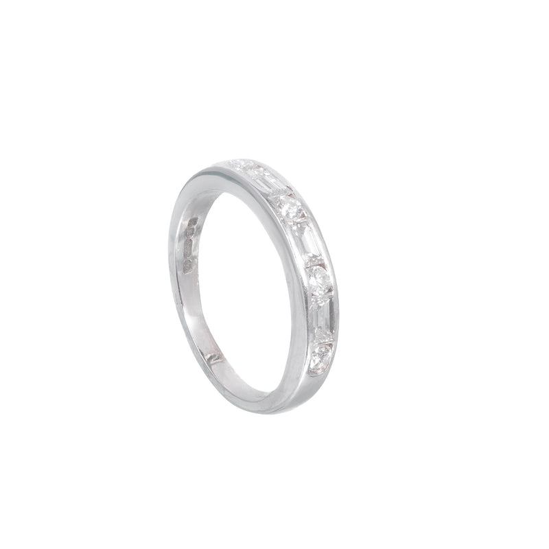 1970s white gold half eternity ring with 0.70ct of baguette and brilliant cut VS1 G diamonds, UK size L½
