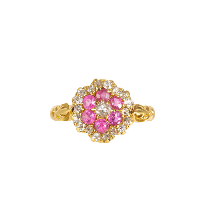 Ruby Diamond Cluster Ring