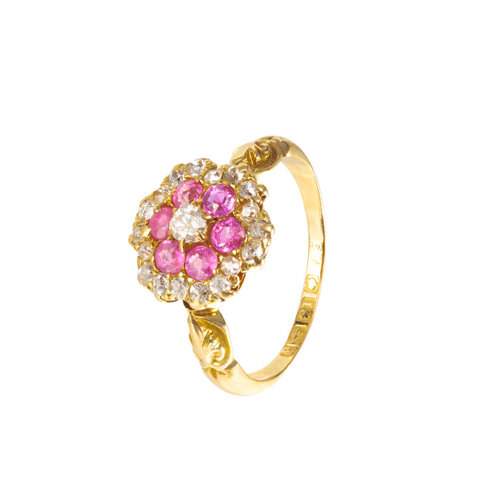 Ruby Diamond Cluster Ring