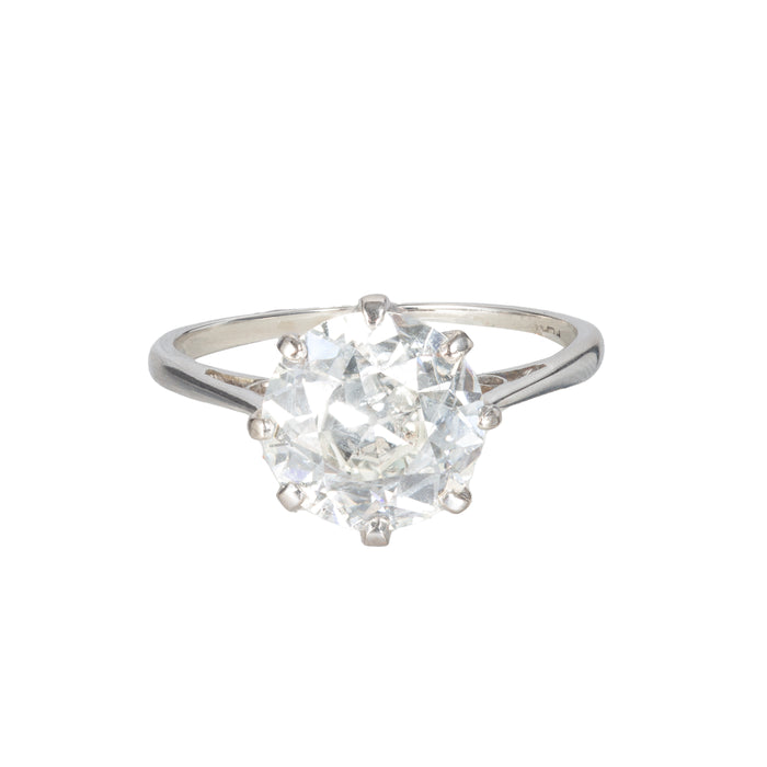 2.14 carat round brilliant cut diamond solitaire ring in platinum