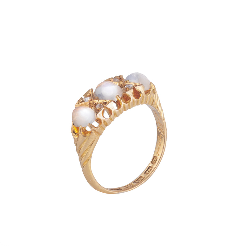 Antique Gold Diamond Moonstone Ring