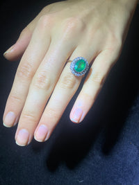 Emerald Diamond Cluster Ring