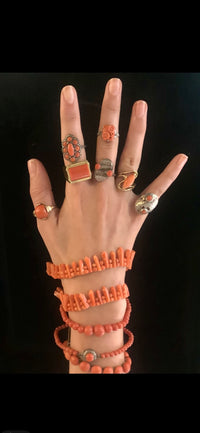 Silver and Coral Ring