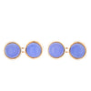 A Pair of French Chalcedony White Enamel Gold Cufflinks