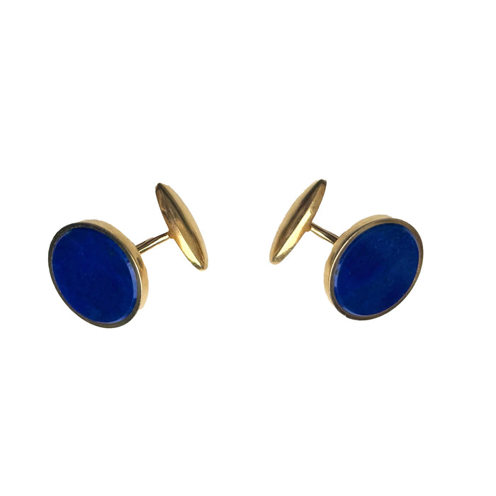 Pair of vintage lapis lazuli and 18ct gold cufflinks by Carlo Weingrill, Italian, c.1950s
