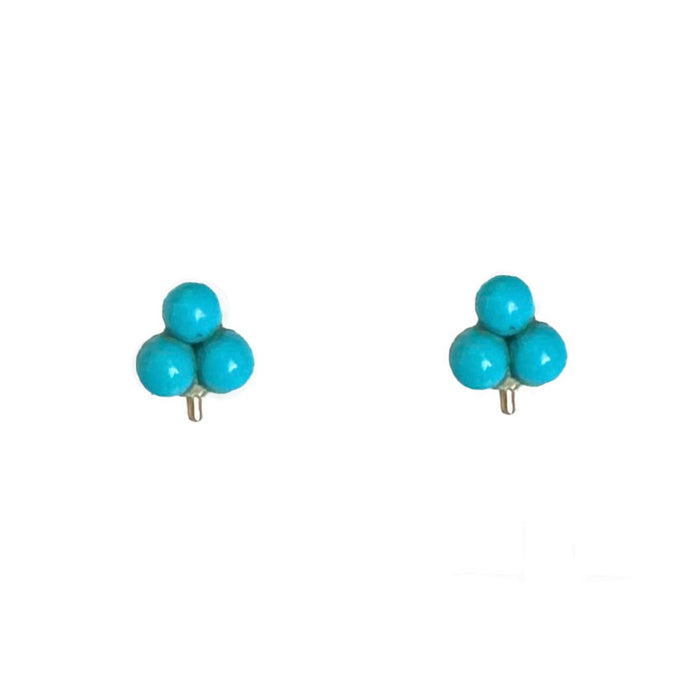 Antique turquoise trio stud earrings in 18ct gold, converted from older jewellery