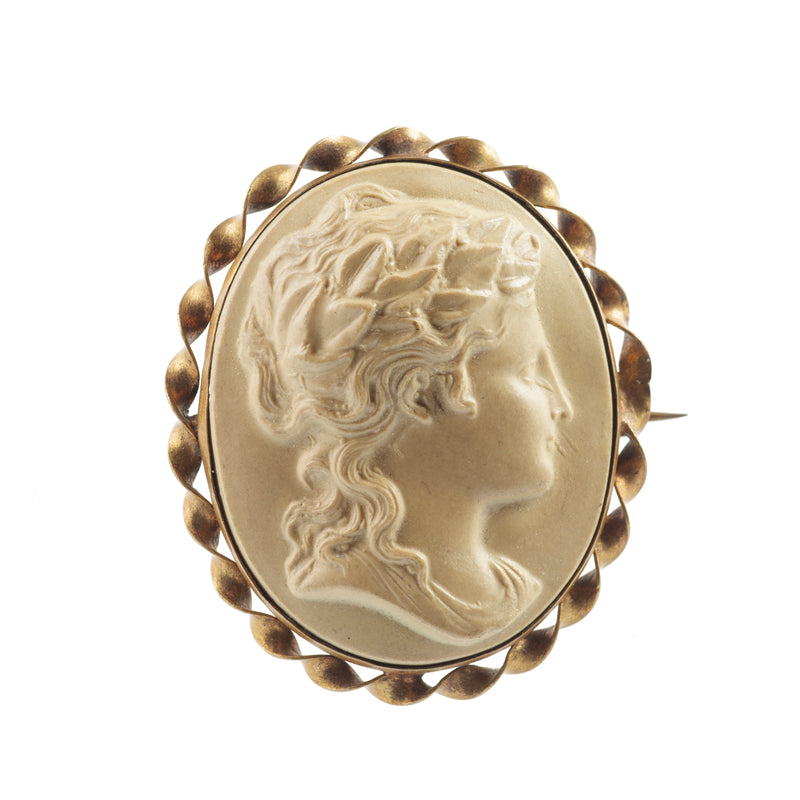 Antique Lava Cameo Brooch