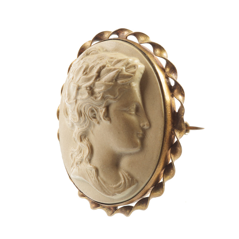 Antique Lava Cameo Brooch