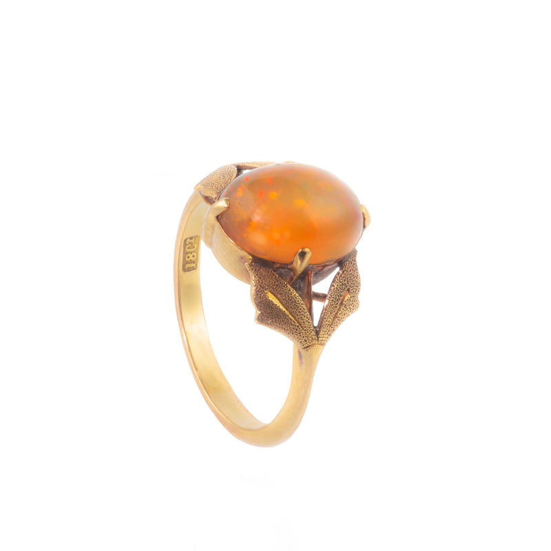 An Art Nouveau Fire Opal Ring