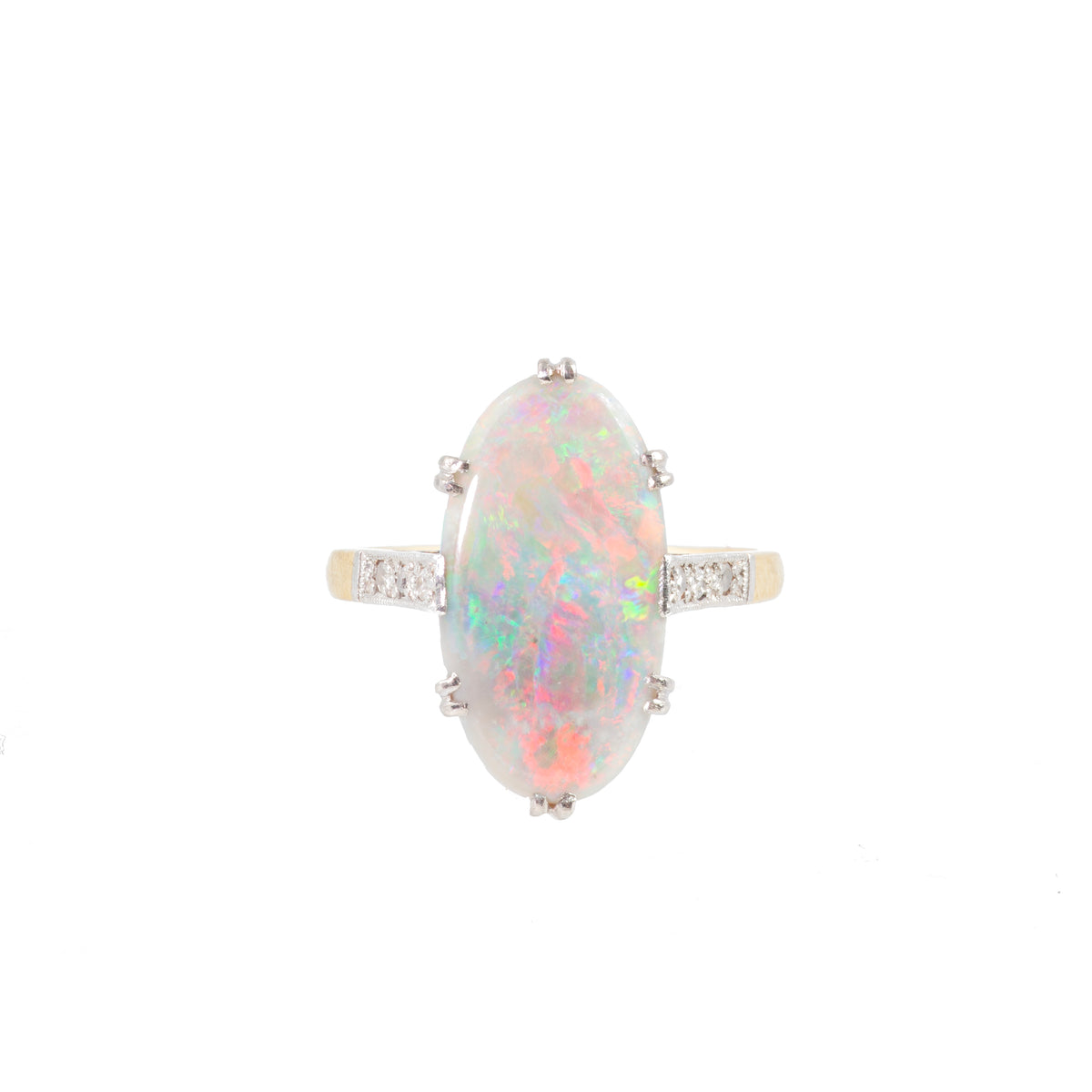 Art Deco Harlequin Opal Ring