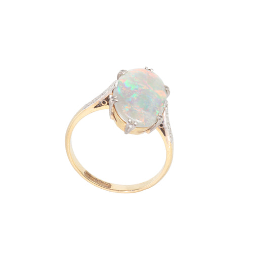 An Art Deco Harlequin Opal Ring