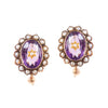 A Pair of Amethyst Pearl Gold Earrings