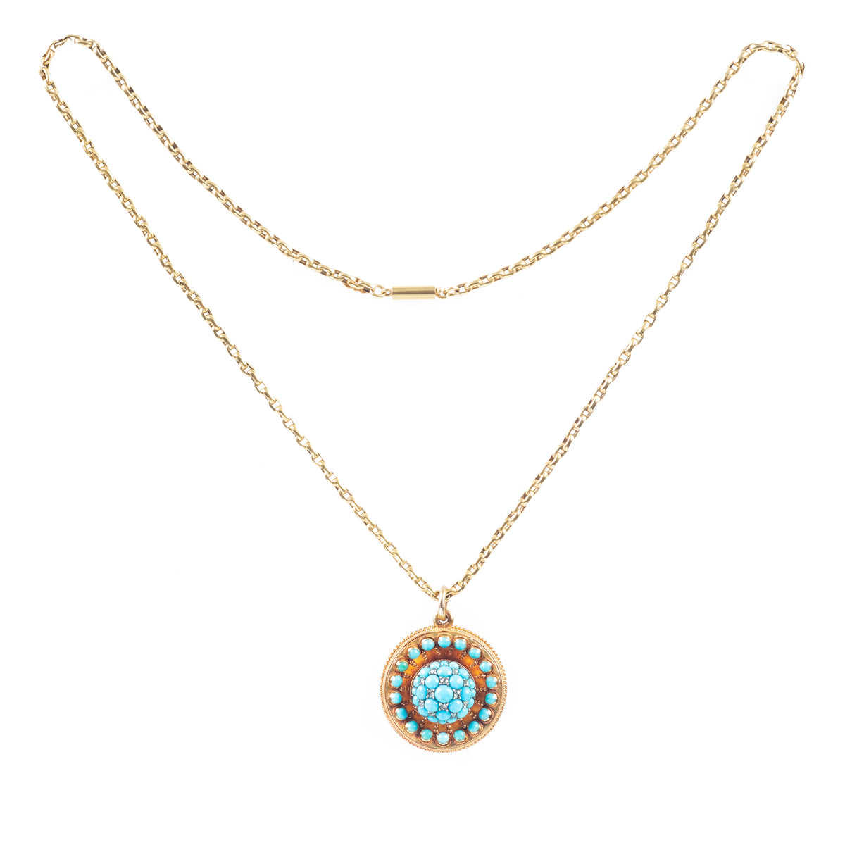 A Turquoise Diamond Gold Pendant