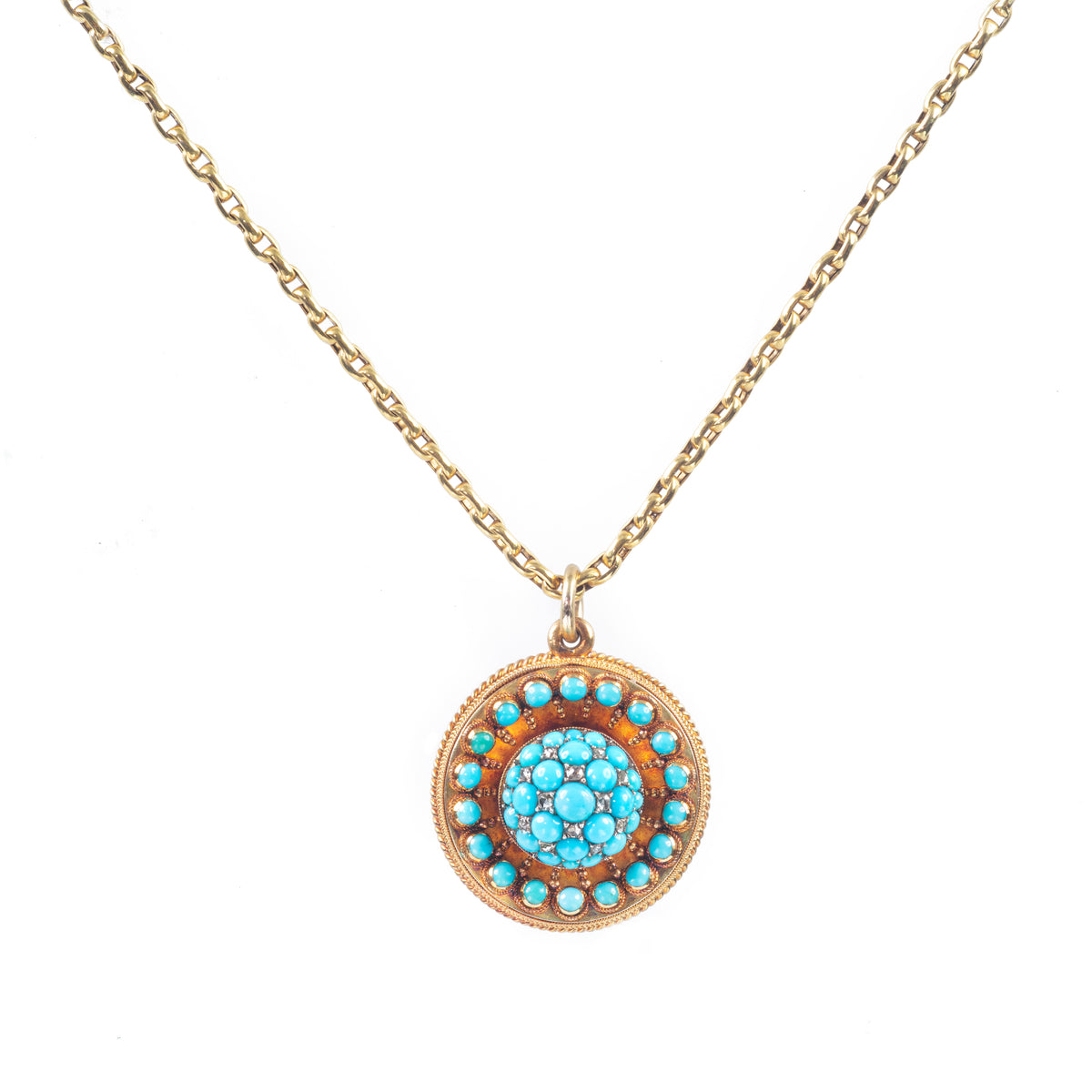 A Turquoise Diamond Gold Pendant