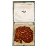 Large 8cm 1930s Asprey sterling silver gilt and Bakelite pendant in original box
