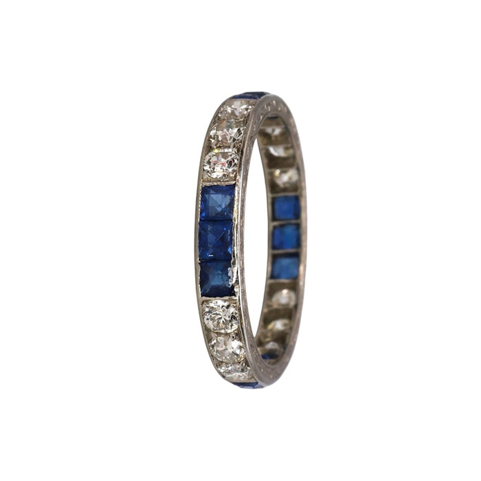 1930s Art Deco platinum sapphire and diamond eternity ring