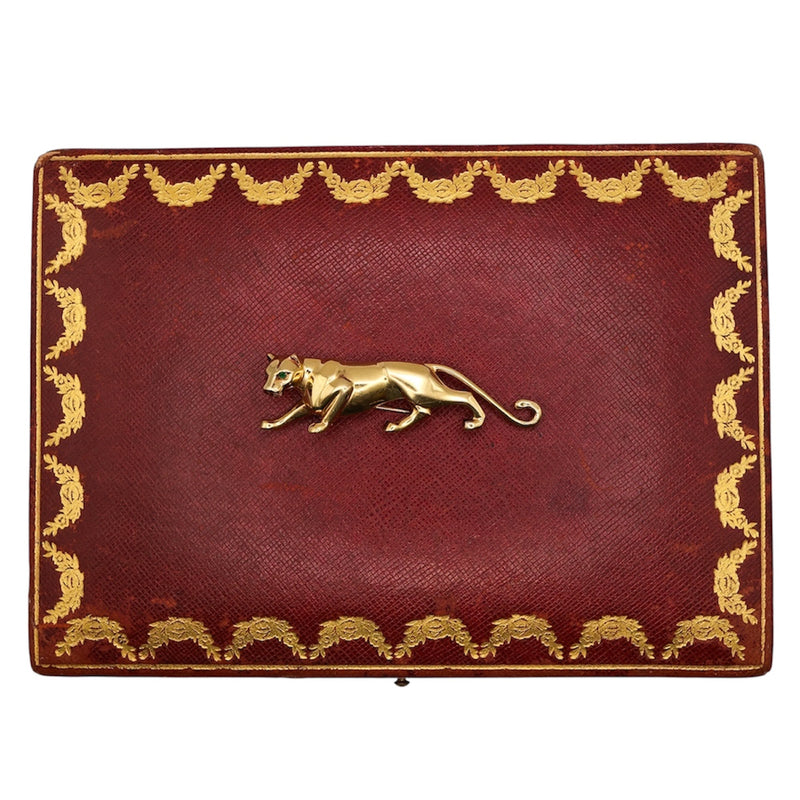 18ct gold Cartier brooch with emerald details, E L T O N S Mayfair