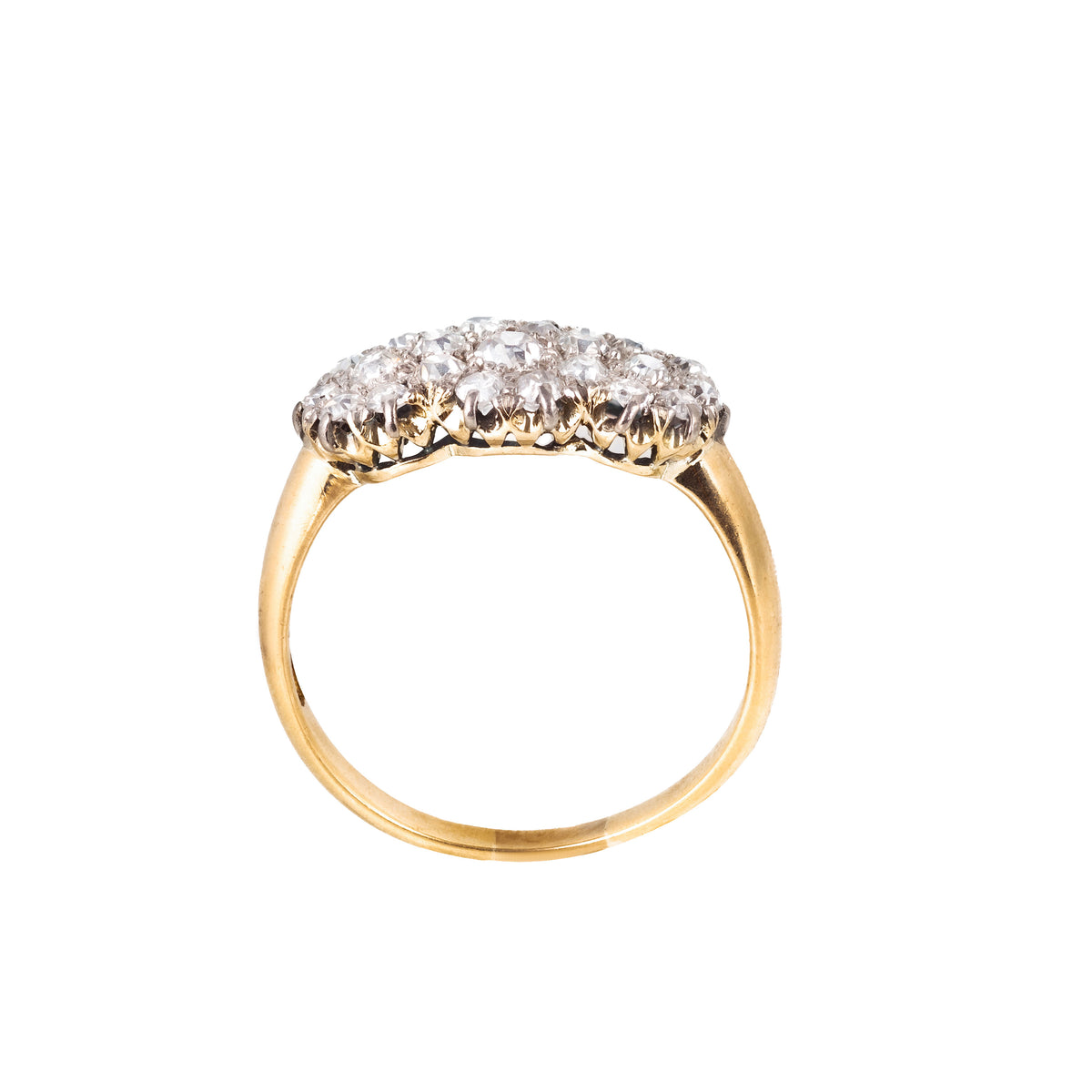 Triple Cluster Diamond & 18ct Gold Ring | Edwardian c.1910