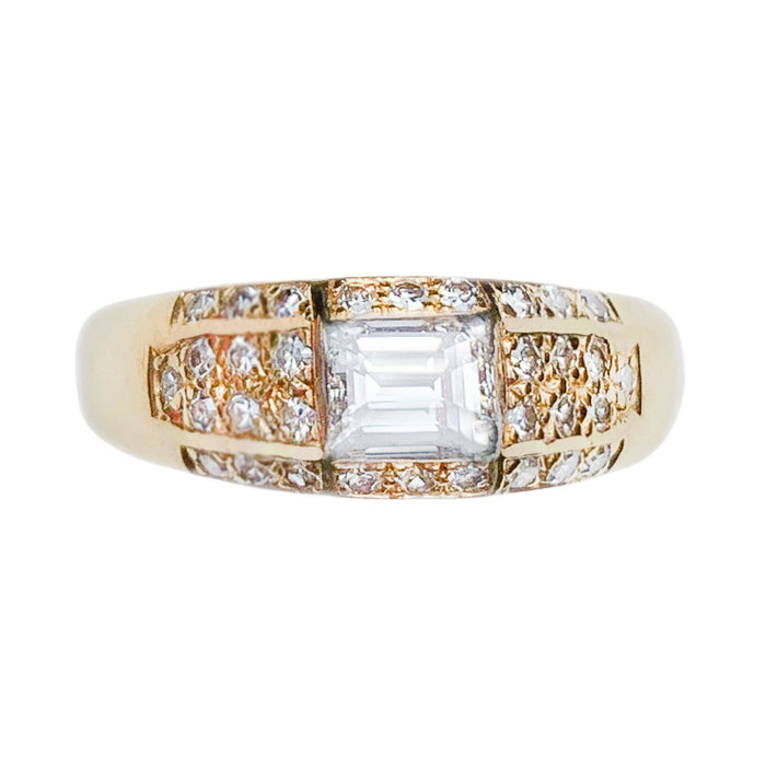 18ct Gold Emerald Cut Diamond Ring | English c.1991