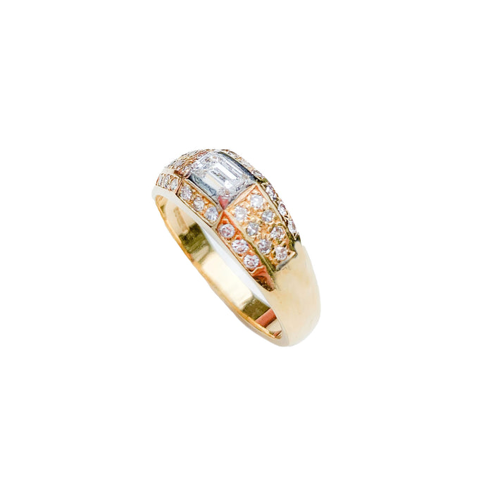 18ct Gold Emerald Cut Diamond Ring | English c.1991