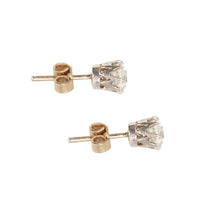 Old Cut Diamond Stud Earrings in 18ct Gold Settings – Side View Showing Basket Mount