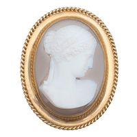 18ct Gold Hardstone Cameo Brooch | French, c.1860s