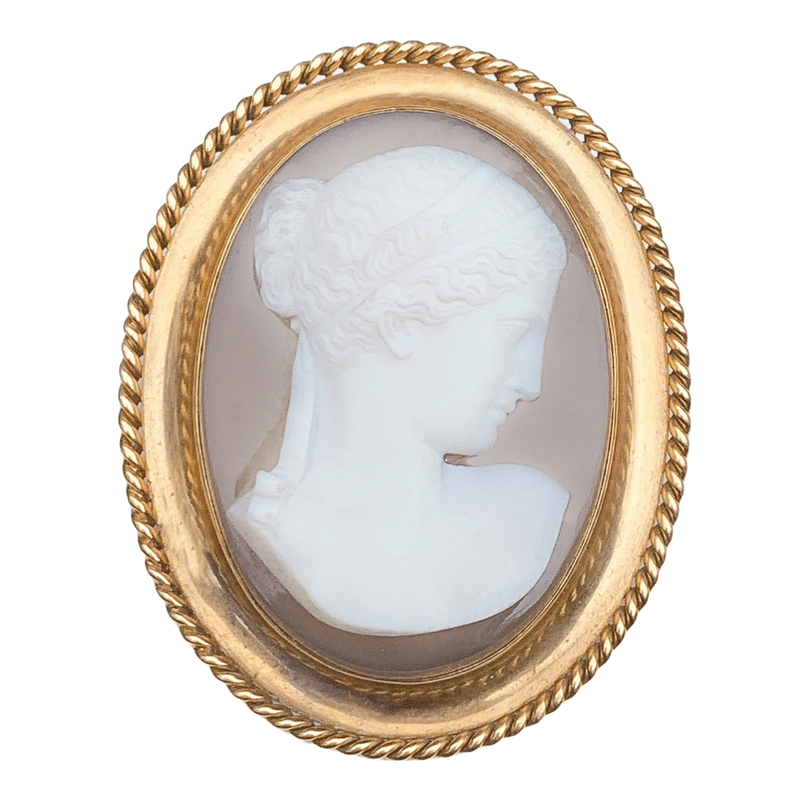 18ct Gold Hardstone Cameo Brooch | French, c.1860s