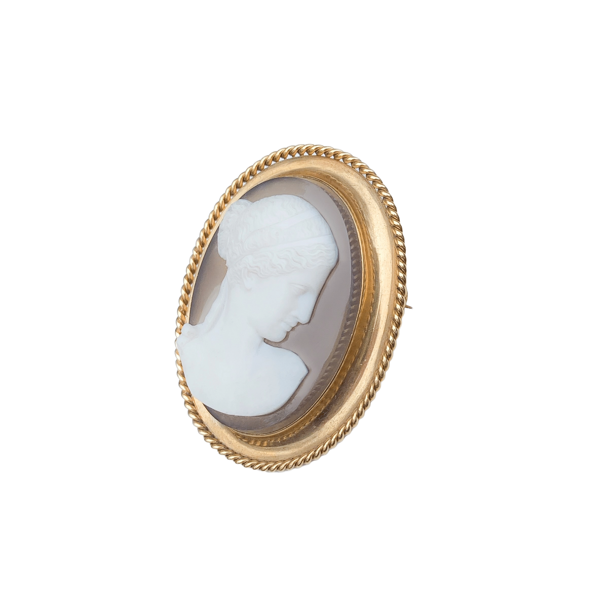 18ct Gold Hardstone Cameo Brooch | French, c.1860s