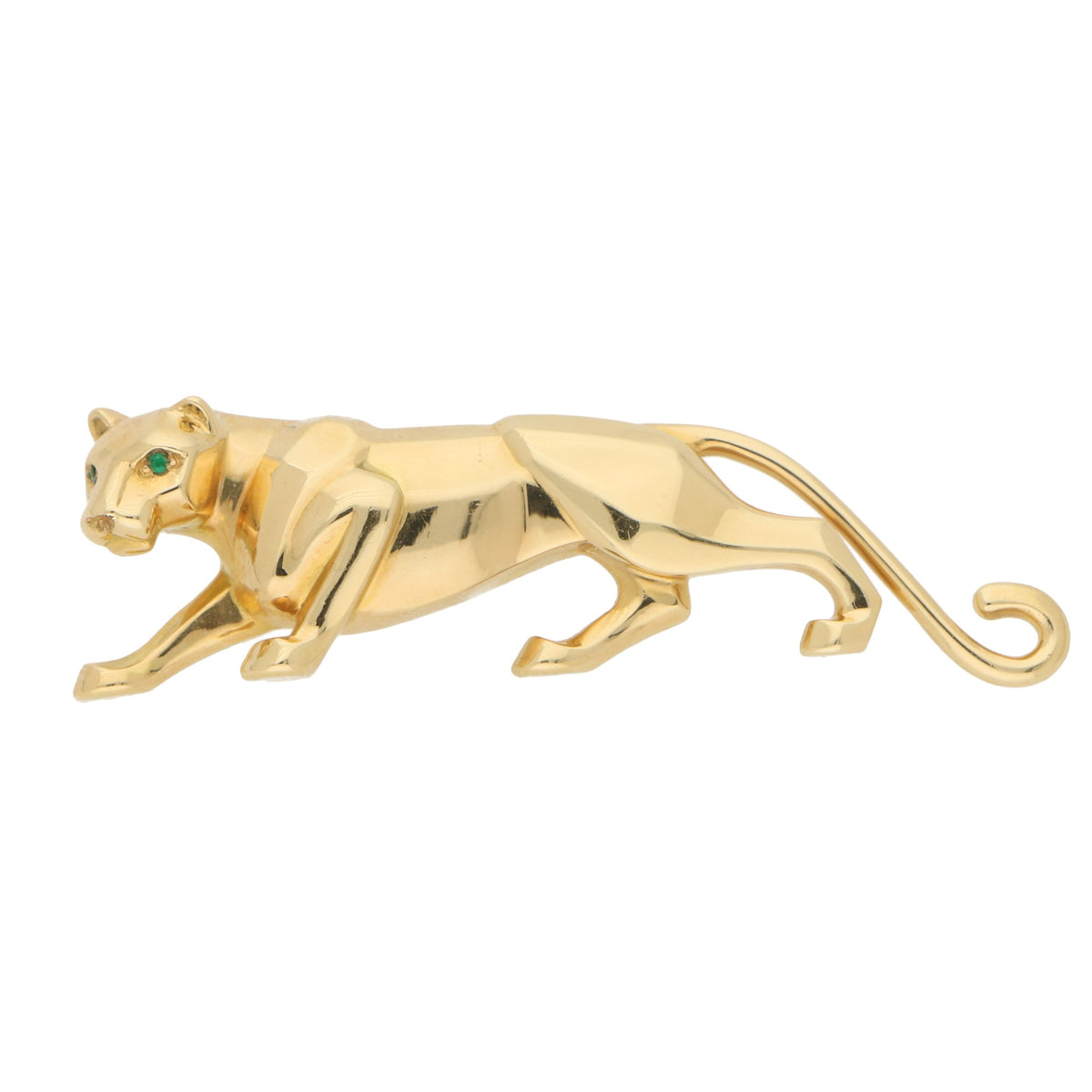 Cartier gold panther brooch with emerald eyes