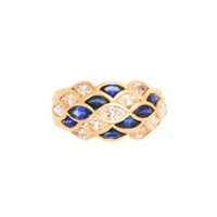 Sapphire Diamond Lattice Bombé Ring