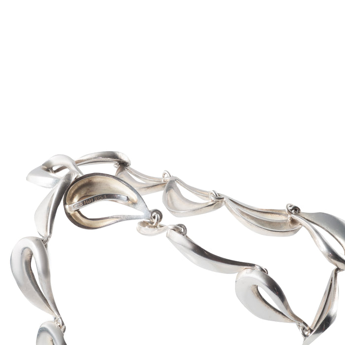 1980s Danish modernist silver necklace with teardrop links
