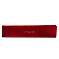 Close-up of Georg Jensen red presentation box for Regitze Overgaard bracelet – vintage Danish design