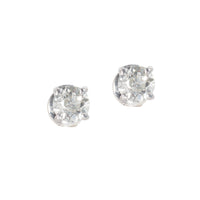 Pair of Old European cut diamond stud earrings, 1.95ct total, set in platinum claw mounts, antique GIA certified jewellery front view