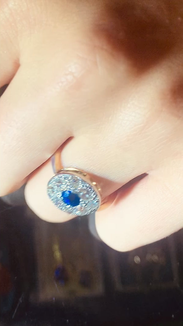 Deco Burma Sapphire Diamond Ring