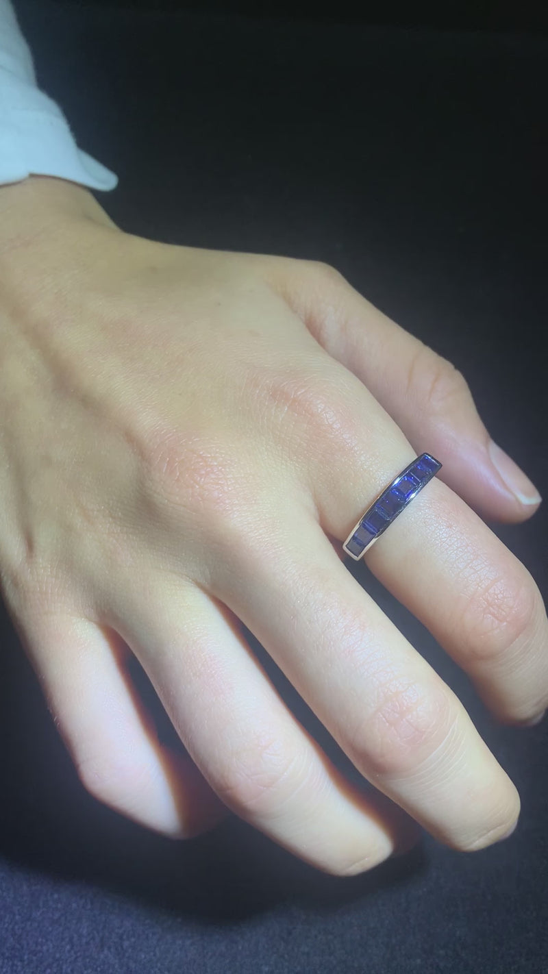 A Half Hoop Sapphire Gold Ring