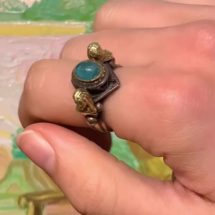 Silver and Gold Egyptian Revival Ring
