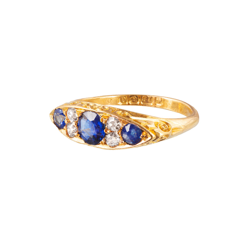 Three Sapphire Diamond Ring