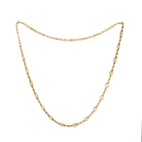 Full view of late Victorian 18ct gold chain necklace, 57cm, with alternating openwork links, English c.1880s, 21.6g