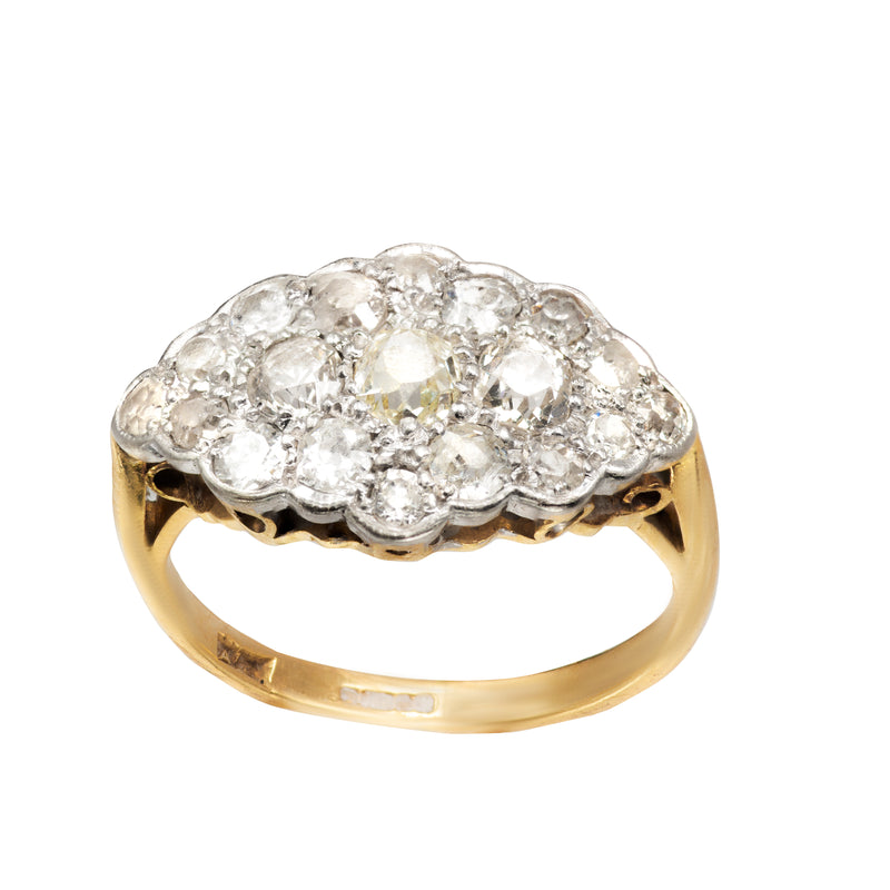 A Diamond Cluster Gold Ring
