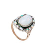 A Cabochon Opal Diamond Gold Ring