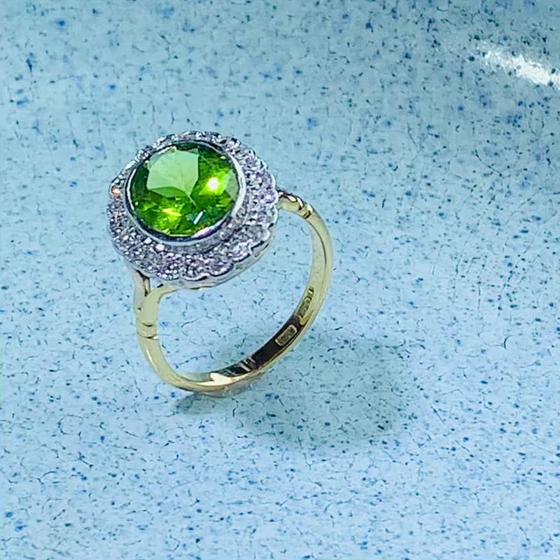 Peridot and Diamond Ring