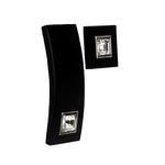 An Onyx Paste belt buckle and button