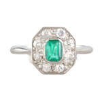 A Deco Emerald Diamond Ring
