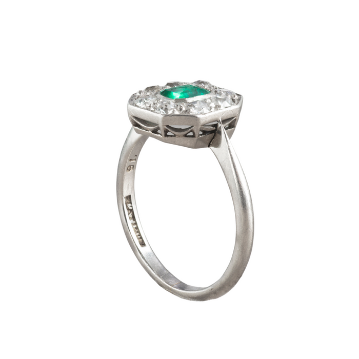 A Deco Emerald Diamond Ring