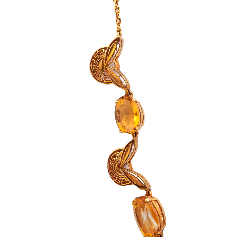 An Italian Gold Citrine Necklace