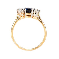 A Three Stone Sapphire Diamond Ring