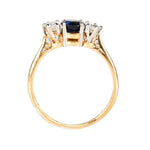 A Three Stone Sapphire Diamond Ring