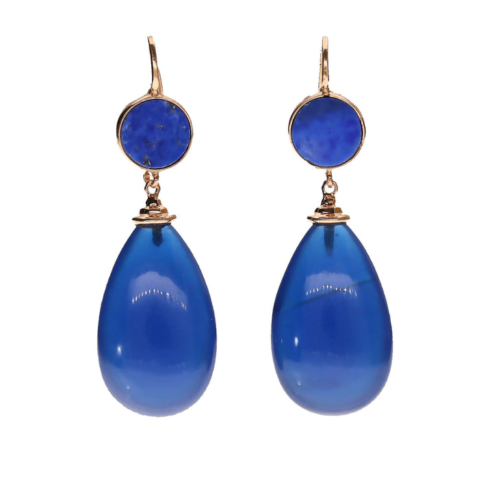 A Pair of Gold Lapis Lazuli Earrings