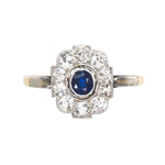 A Deco Diamond Basaltic Sapphire Ring